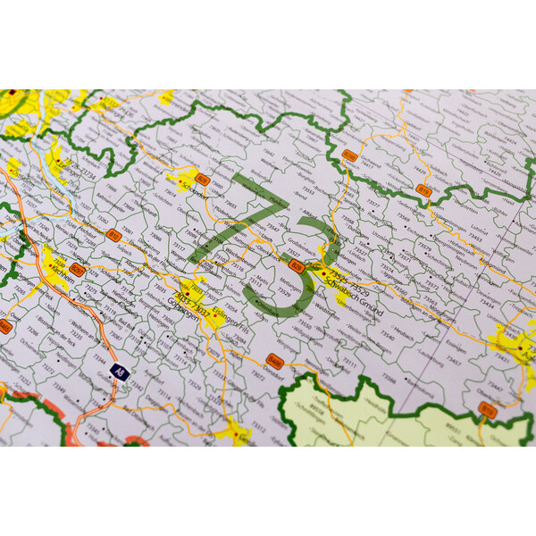 GeoMetro Mappa Regionale Baden-Württemberg Postleitzahlen PLZ (100 x 123 cm)