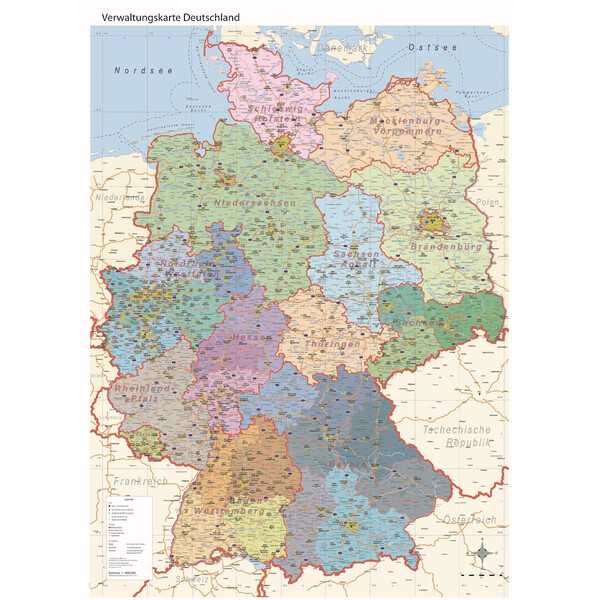 GeoMetro Mappa Verwaltungskarte Deutschland politisch (84 x 114 cm)