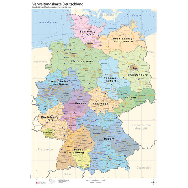 GeoMetro Mappa Deutschland politsch (70 x 100 cm)