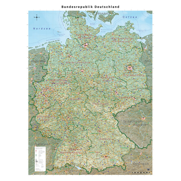 GeoMetro Mappa Deutschland physisch (100 x 140 cm)