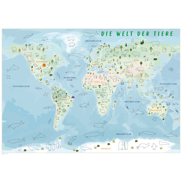 GeoMetro Mappa per Bambini Il mondo degli animali (84 x 60 cm)