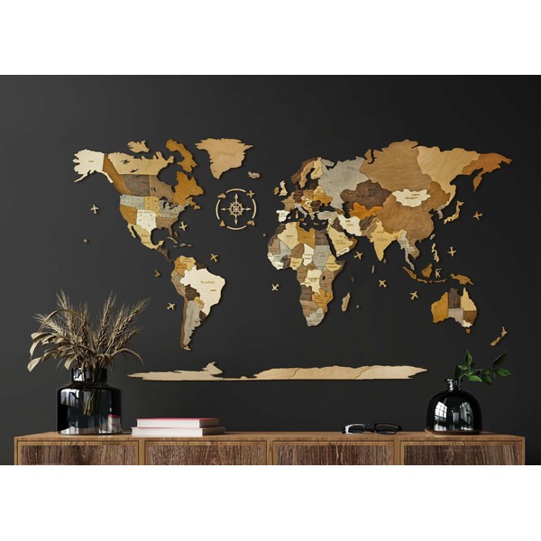 Abraham Wood Decor Mappa del Mondo Puzzle aus Holz (200 x 110 cm)