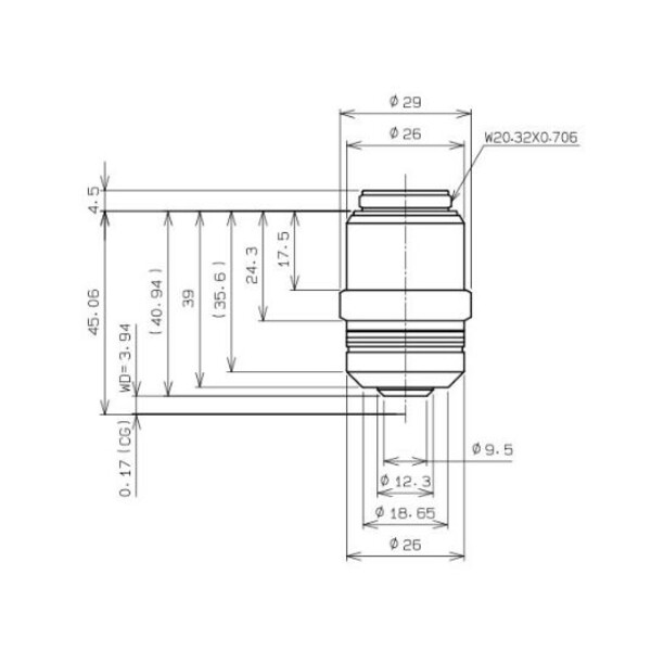 Evident Olympus Obiettivo Objektiv LPLN40X/0.65, plan, infinity, dry, w.d.3.4-4.10, Deckglas 0-1.00