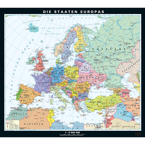 PONS Carta continentale Europa fisica e politica (130 x 115 cm)