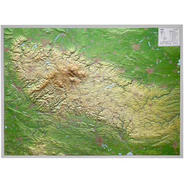 Georelief Mappa in rilievo 3D dell'Harz (77 x 57 cm)