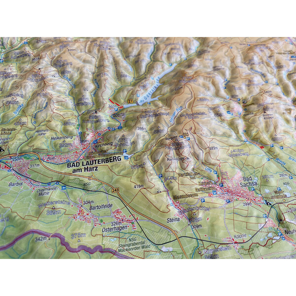 Georelief Mappa in rilievo 3D dell'Harz (77 x 57 cm)