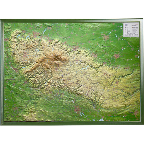 Georelief Mappa in rilievo 3D dell'Harz (77 x 57 cm)