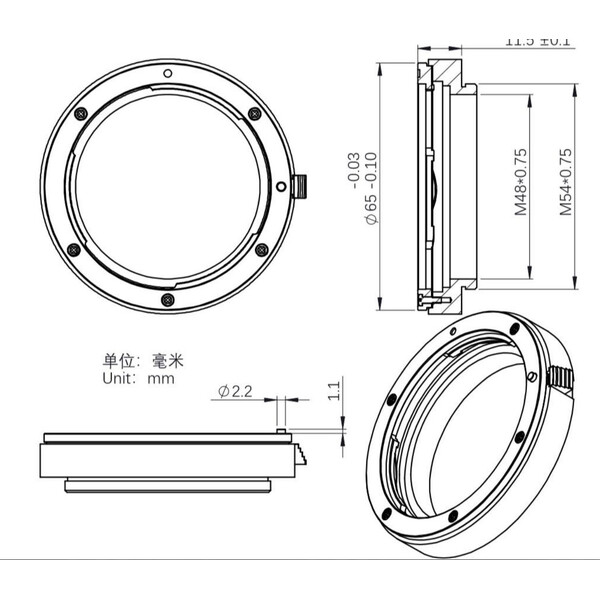 Pierro Astro Adapter-Ring Canon EOS - M54 für ASI 2400 / 2600 oder 6200