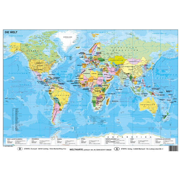 Stiefel Mappa del Mondo politica (59,4 x 42 cm) DIN A2