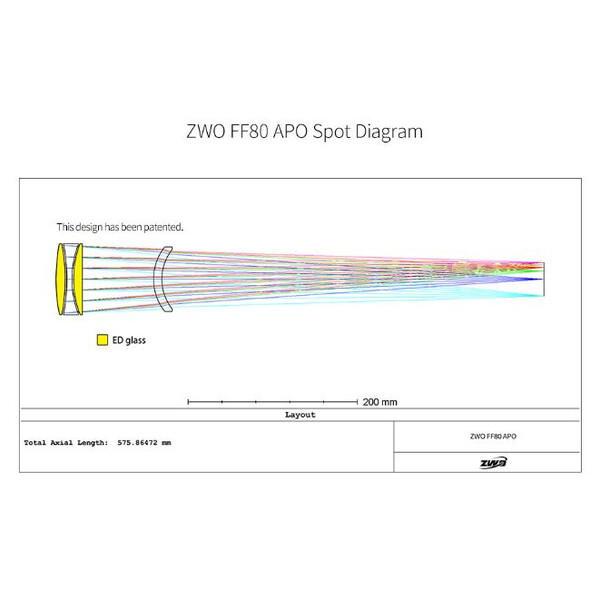 ZWO Rifrattore Apocromatico FF80 AP 80/600 Quadruplet OTA