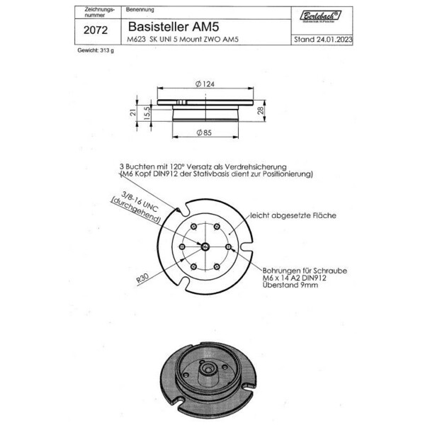 Berlebach Piastra adattatore adatta per ZWO AM5