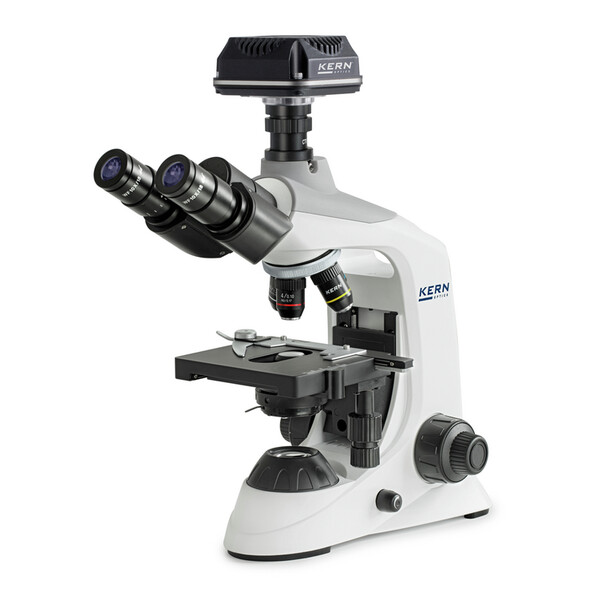 Kern Microscopio Set microscopi digitali, OBE 124C832, HF, digitale, condensatore di Abbe 1,25, fisso, USB 3.0, 40-400x, Dl, 3W LED, DIN, 5,1 MP