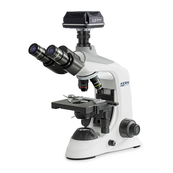 Kern Microscopio Set di microscopi digitali, OBE 134C825, HF, digitale, condensatore di Abbe 1,25, fisso, USB 2.0, 40x-1000x, DIN, Dl, 3W LED, 5,1 MP