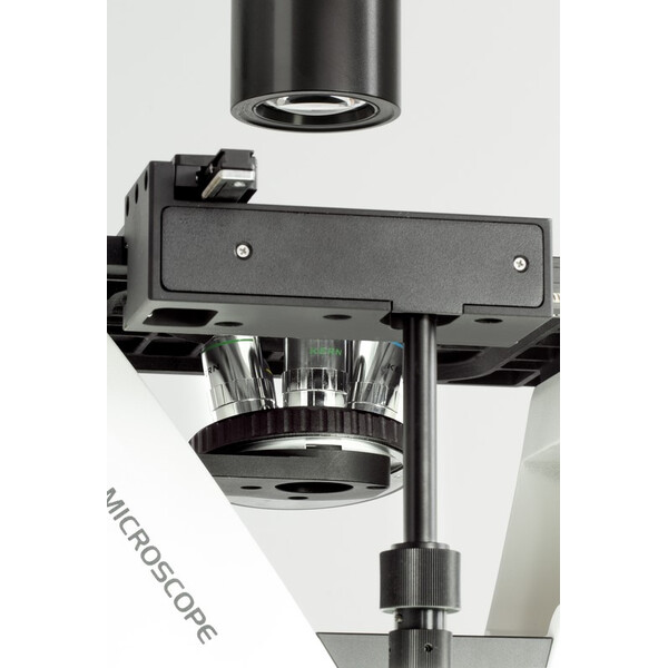 Kern Microscopio invertito OCM 167, FL, PH, trino, Condensatore fisso Abbe N.A. 0,3, 10x-40x, Al, Dl, LED 5W