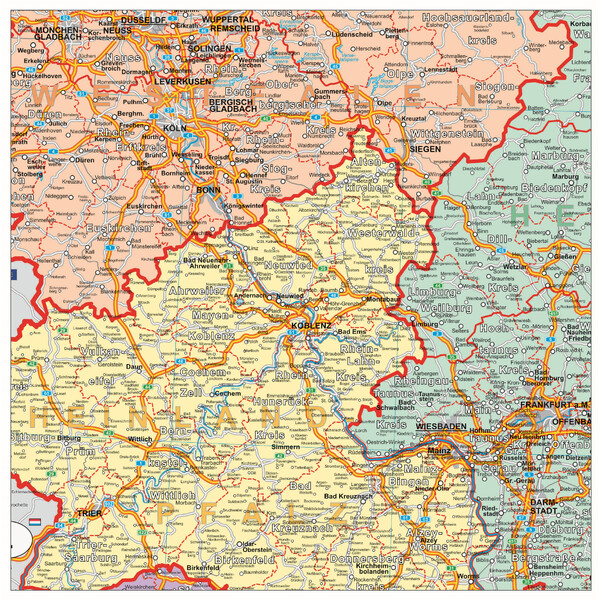 Stiefel Germania Mappa politica (100 cm x 140 cm)