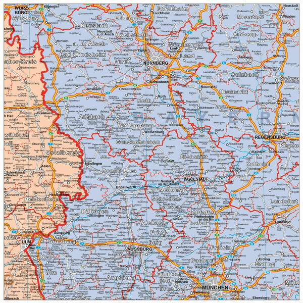 Stiefel Germania Mappa politica (100 cm x 140 cm)
