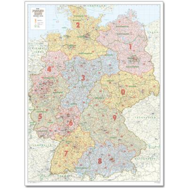 Bacher Verlag Mappa Carta dei codici postali di tutta la Germania