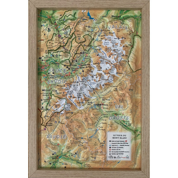 3Dmap Mappa Regionale Le tour du Mont Blanc (19,5 cm x 29,5 cm)