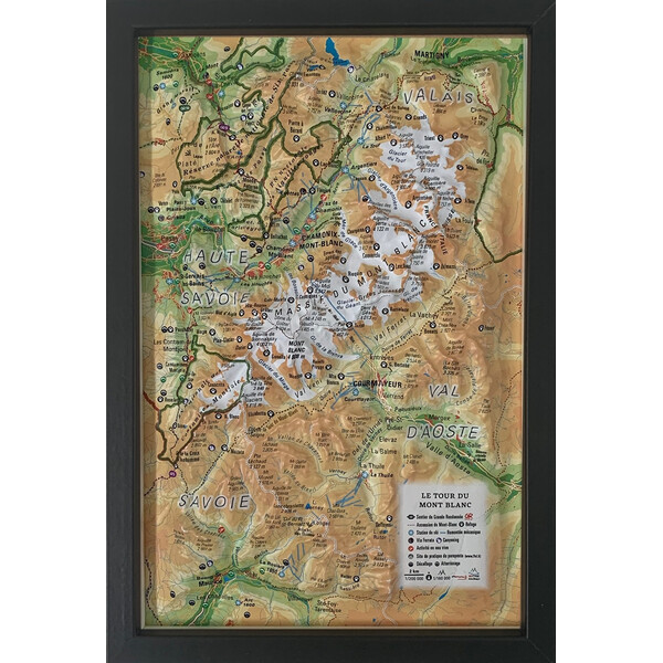 3Dmap Mappa Regionale Le tour du Mont Blanc (19,5 cm x 29,5 cm)