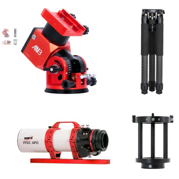 ZWO Telescopio FF65 AP 65/416 Quintupletto con AM3 e Cavalletto Carbon