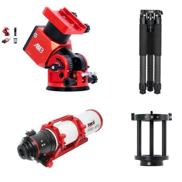 ZWO Telescopio FF80 AP 80/600 Quadruplet con AM3 e Cavalletto Carbon