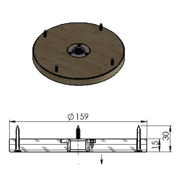Berlebach Piastra base per scatola fotografica 159 mm M10
