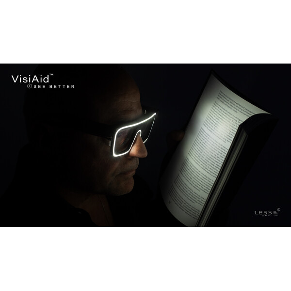 LESS Lente d`Ingrandimento VisiAid, occhiali luminosi, set completo, tavolo