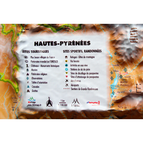 3Dmap Mappa Regionale Hautes-Pyrénées (61cm x 41cm)