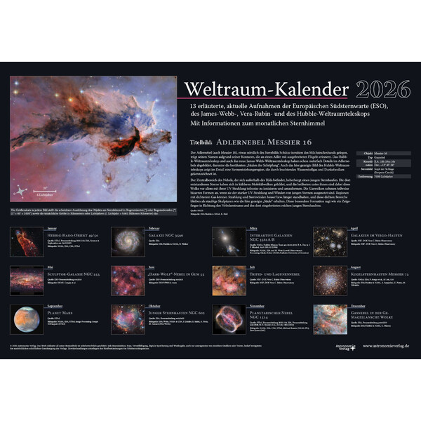 Astronomie-Verlag Calendario Weltraum-Kalender 2026