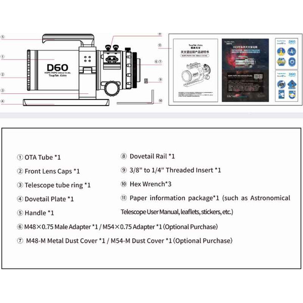ToupTek Rifrattore Apocromatico HOPE D60 60/280 f/4.66