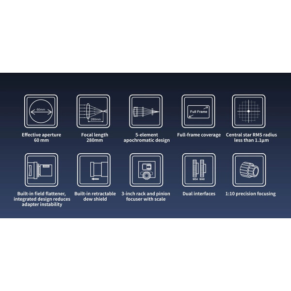 ToupTek Rifrattore Apocromatico HOPE D60 60/280 f/4.66