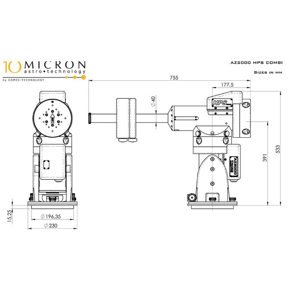 10Micron Montatura AZ 2000 HPS Combi