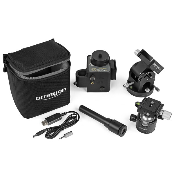 Omegon Montatura Set Segugio Tracker con testa a sfera, testa equatoriale Deluxe e cercatore polare