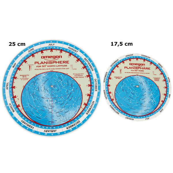 Omegon Carta Stellare Sternkarte Planisphere 25cm / 52°