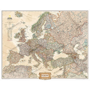 National Geographic Mappa Continentale Carta antica dell'Europa in 3 parti