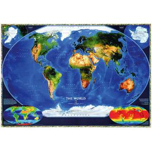 National Geographic Mappa del Mondo Planisfero satellitare laminato