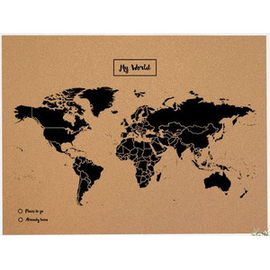 Miss Wood Mappa del Mondo Woody Map Natural Cork XL black