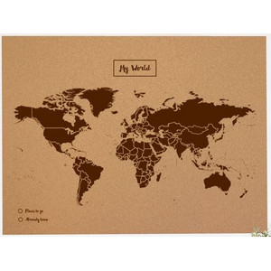 Miss Wood Mappa del Mondo Woody Map Natural Cork XL brown