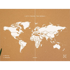 Miss Wood Mappa del Mondo Woody Map Natural Cork XXL white