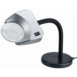 Schweizer Lente d`Ingrandimento Luce di ingrandimento Tech-Line LED BASE DA TAVOLO 6500K, 2x/Ø120mm, biconvessa, base da tavolo