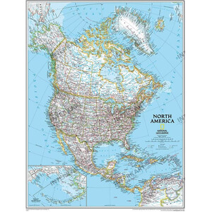 National Geographic Mappa Continentale Nord America, politica