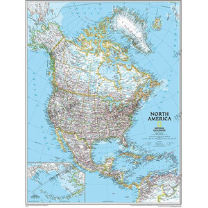 National Geographic Mappa Continentale Nord America, politica, grande
