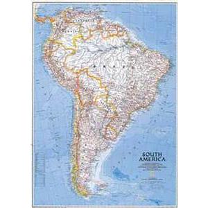 National Geographic Mappa Continentale Sud America, politica