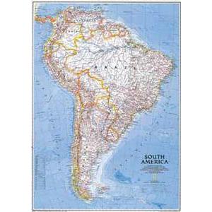 National Geographic Mappa Continentale Sud America, politica, grande