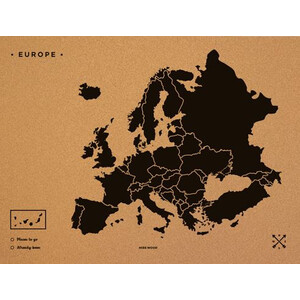 Miss Wood Carta continentale Woody Map Europa schwarz XL