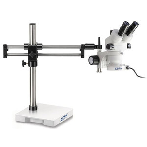 Kern Microscopio stereo zoom OZM 933, trino, 7-45x, HSWF 10x23 mm, Stativ, doppelarm, 614x545 mm, m. Tischplatte, Ringlicht LED 4.5 W