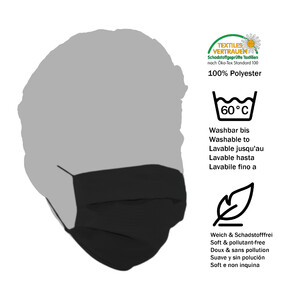 Masketo Mascherina naso/bocca nera in poliestere per bambini