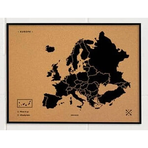 Miss Wood Mappa Continentale Woody Map Europa schwarz 90x60cm gerahmt