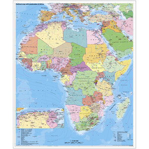 Stiefel Mappa Continentale Afrika politisch mit PLZ auf Platte zum Pinnen und magnethaftend