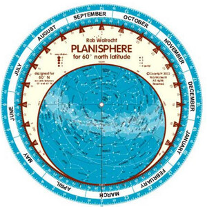 Rob Walrecht Carta Stellare Planisphere 60°N 25cm